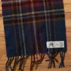 Plaid Wool Scarf Teal and Burgundy